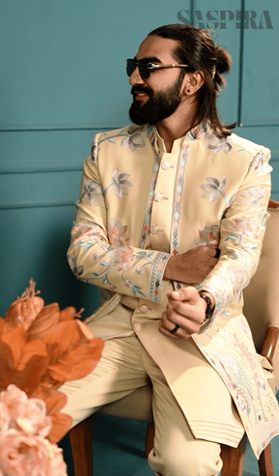 Beige 3-Piece Indo Western Set – Elegant Fusion Wear