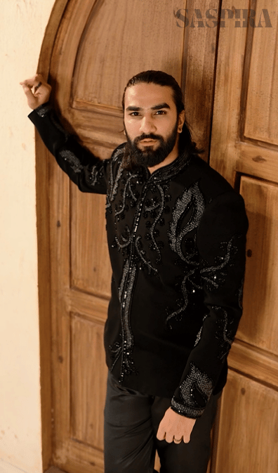 Noir Majesty: Black Cutdana 2-Piece Jodhpuri Set