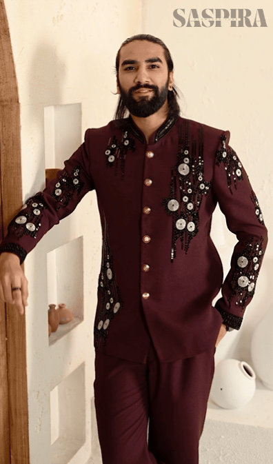 Royal Maroon Cutdana 2-Piece Jodhpuri Set