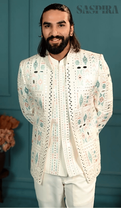 Royal Reflection: Colored Mirror-Embellished 3-Piece Jodhpuri Set