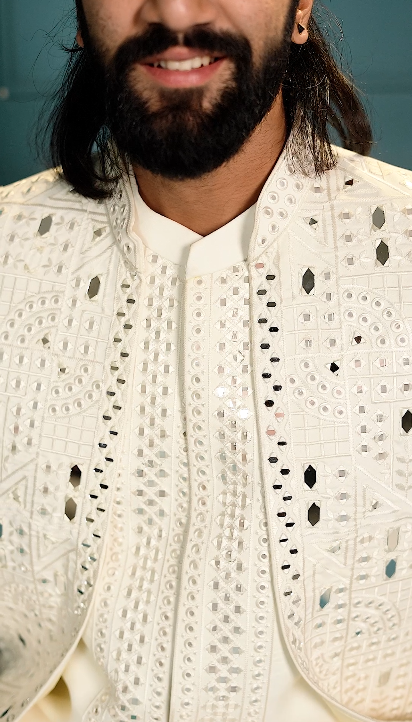 Elite Jodhpuri 3-Piece Suit – Mirror & Sequin Embroidered Elegance in White