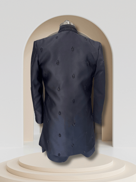 Nocturne – Textured Black Indo-Western Set (3 Piece)