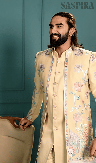 Beige 3-Piece Indo Western Set – Elegant Fusion Wear