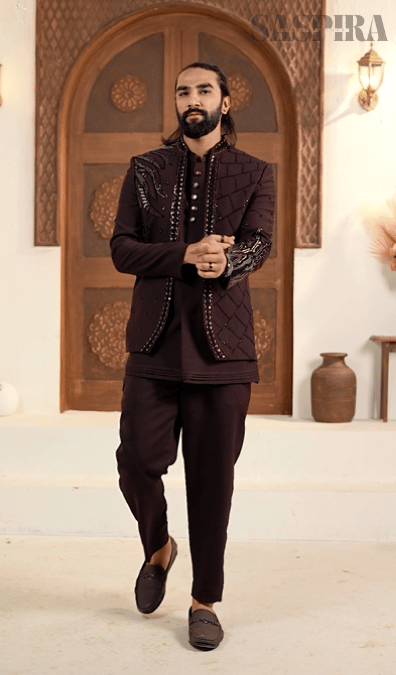 Royal Open Jodhpuri 3-Piece Set – Embroidered Elegance in Blue