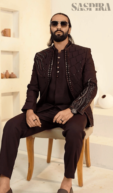 Royal Open Jodhpuri 3-Piece Set – Embroidered Elegance in Blue