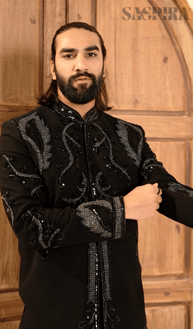 Noir Majesty: Black Cutdana 2-Piece Jodhpuri Set