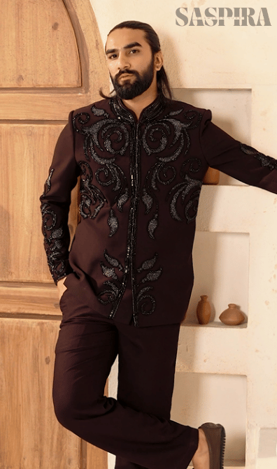 Royal Purple Cutdana 2-Piece Jodhpuri Set