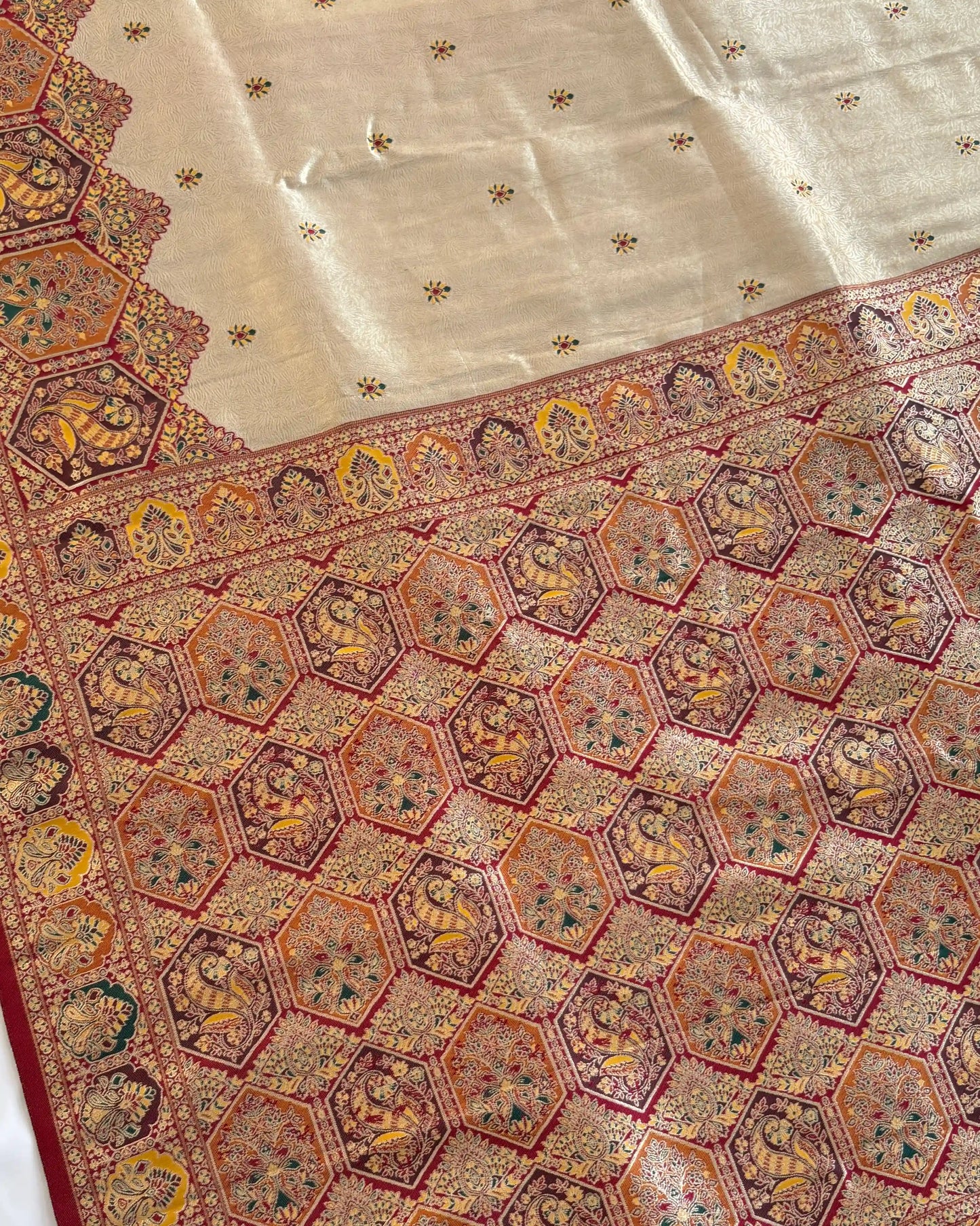 Decorative fabric with intricate patterns and colors