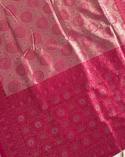 Pink fabric with circular patterns