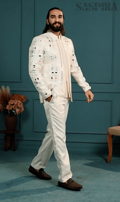 Royal Reflection: Colored Mirror-Embellished 3-Piece Jodhpuri Set