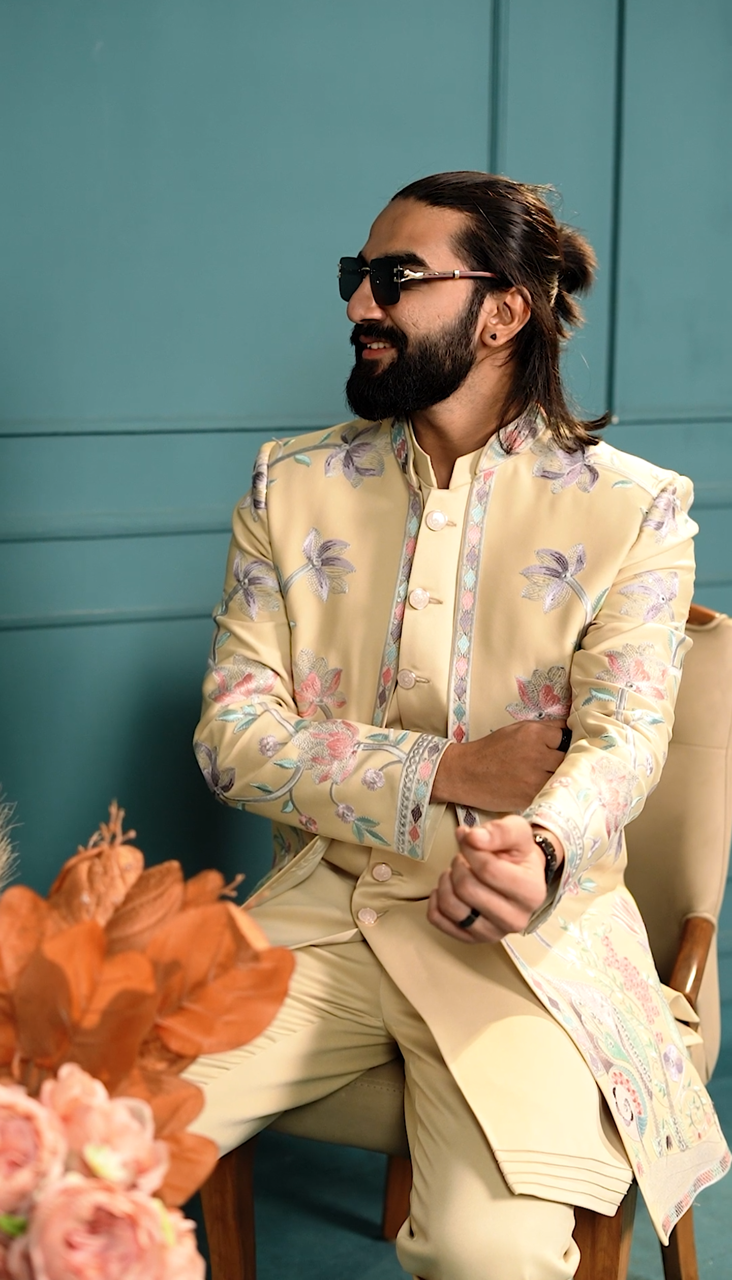 Beige 3-Piece Indo Western Set – Elegant Fusion Wear