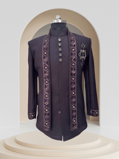 Signature Jodhpuri 3-Piece Suit – Embroidered One-Side Chest Butta Elegance in Rama Green