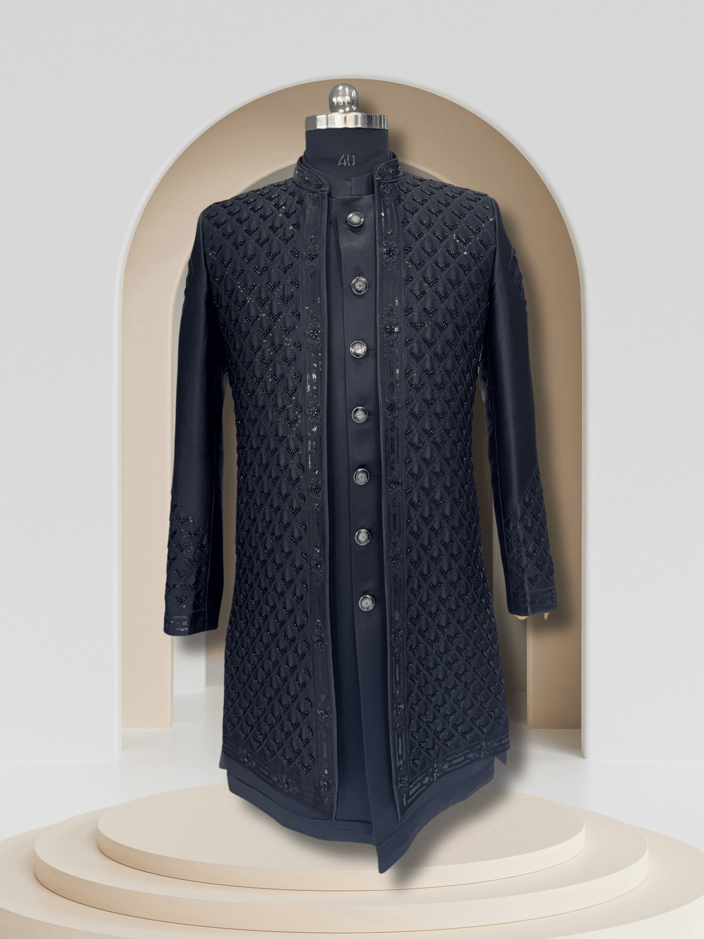 Imperial Noir – 3-Piece Black Indo-Western Suit for Men