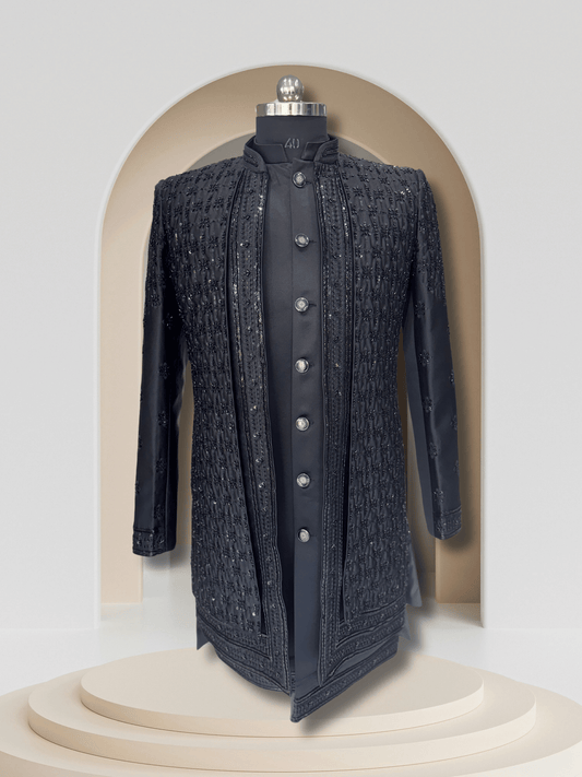 Midnight Majesty – Black 3-Piece Indo-Western Set